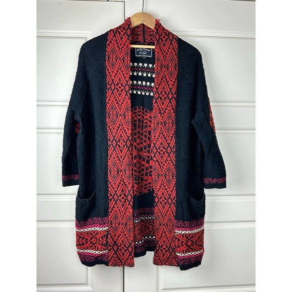 Lucky Brand Red & Black Cardigan - Picture 2 of 8